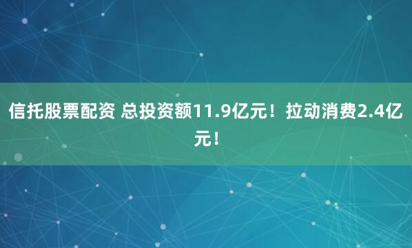 信托股票配资 总投资额11.9亿元！拉动消费2.4亿元！