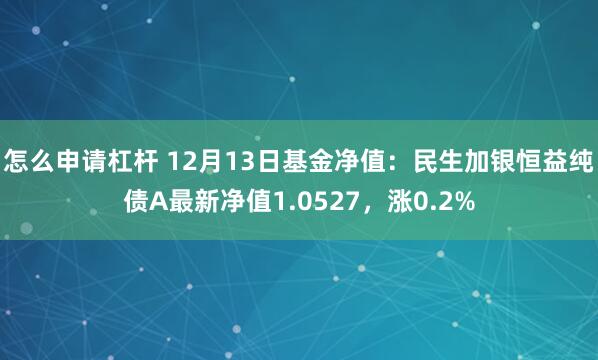 怎么申请杠杆 12月13日基金净值：民生加银恒益纯债A最新净值1.0527，涨0.2%