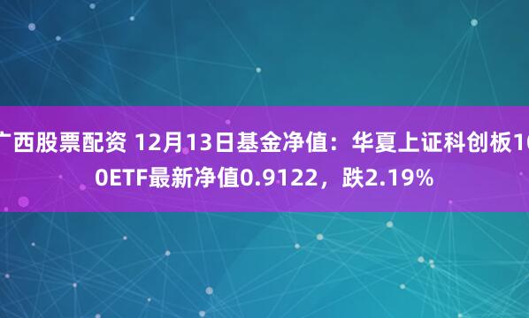 广西股票配资 12月13日基金净值：华夏上证科创板100ETF最新净值0.9122，跌2.19%