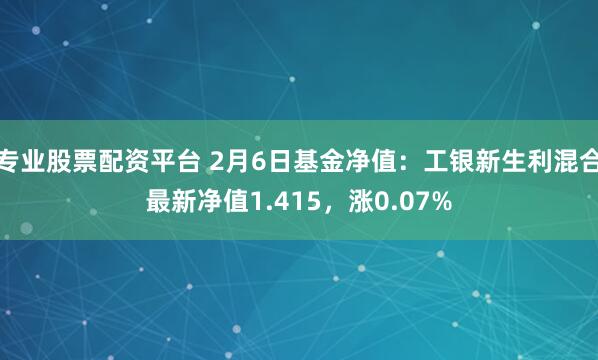 专业股票配资平台 2月6日基金净值：工银新生利混合最新净值1.415，涨0.07%