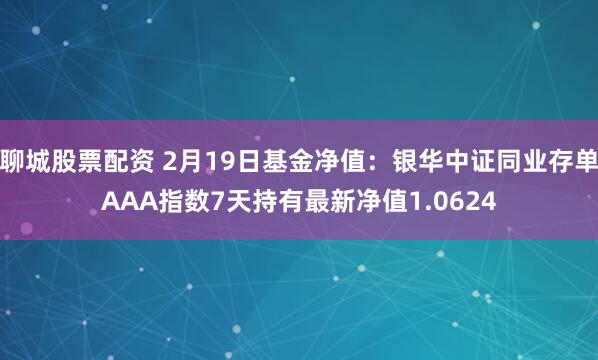 聊城股票配资 2月19日基金净值：银华中证同业存单AAA指数7天持有最新净值1.0624