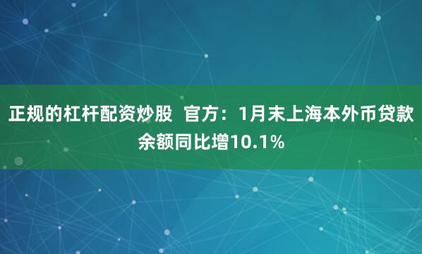 正规的杠杆配资炒股  官方：1月末上海本外币贷款余额同比增10.1%